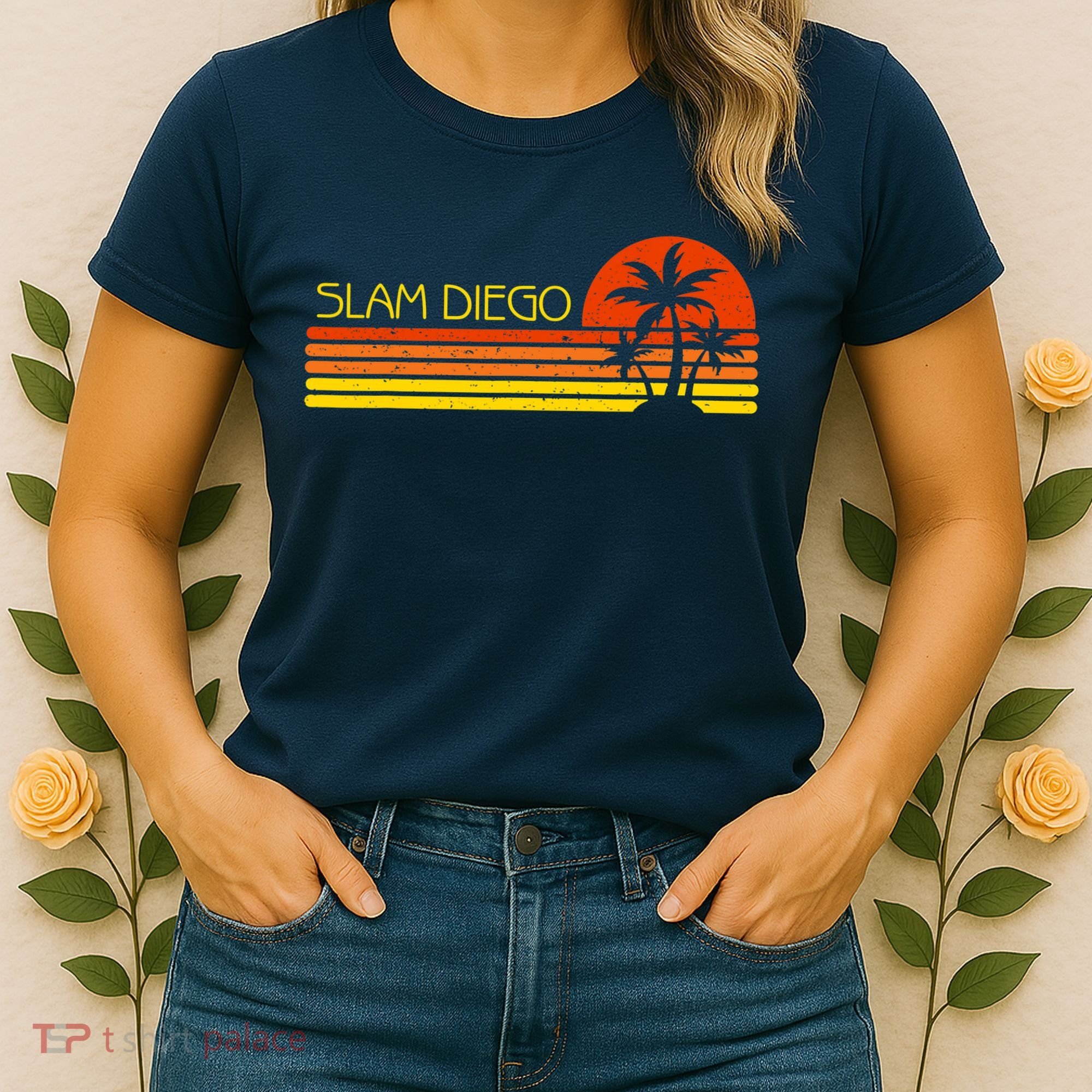 Sunset Palm Tree San Diego Baseball Grand Slam Women's T-Shirt