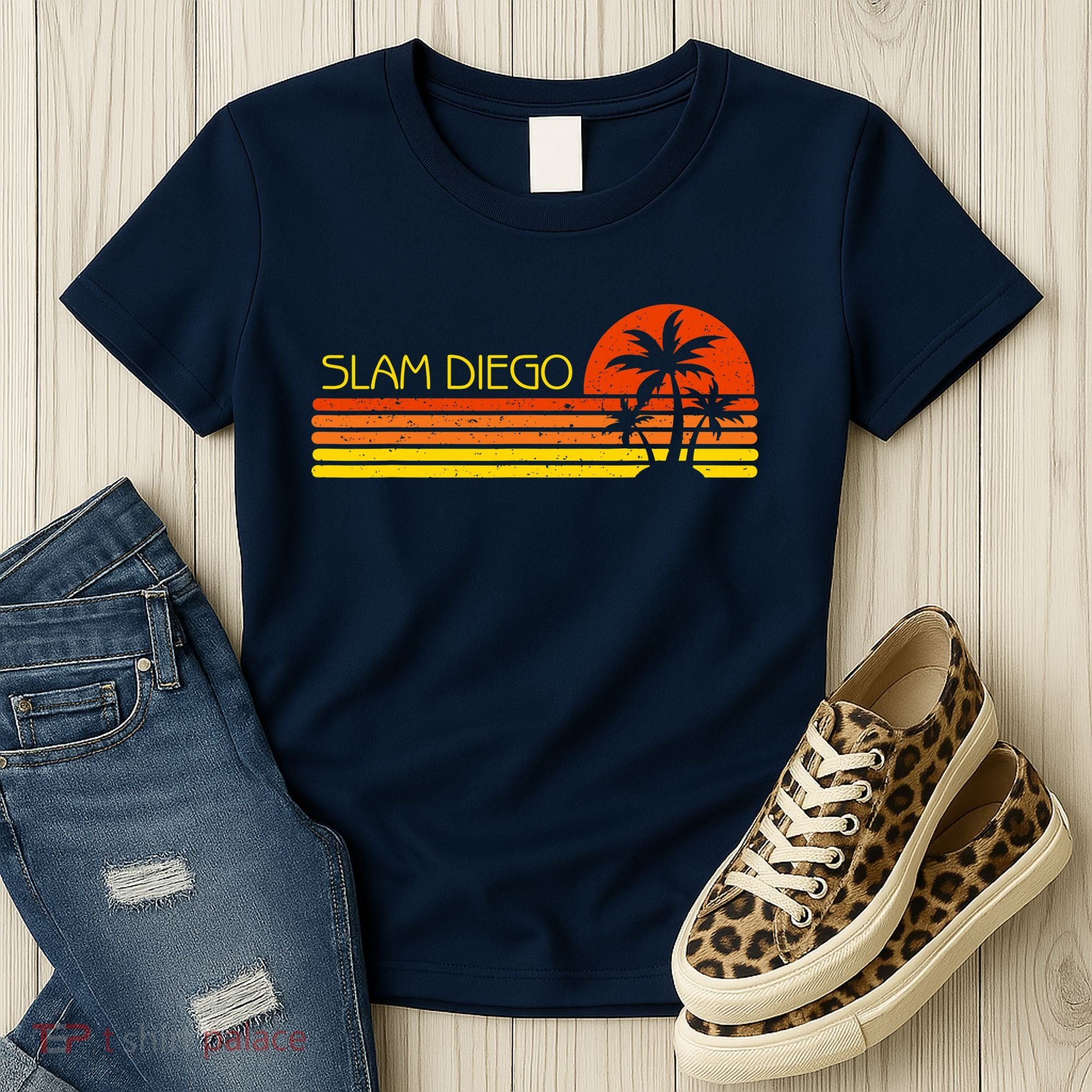 Sunset Palm Tree San Diego Baseball Grand Slam Women's T-Shirt