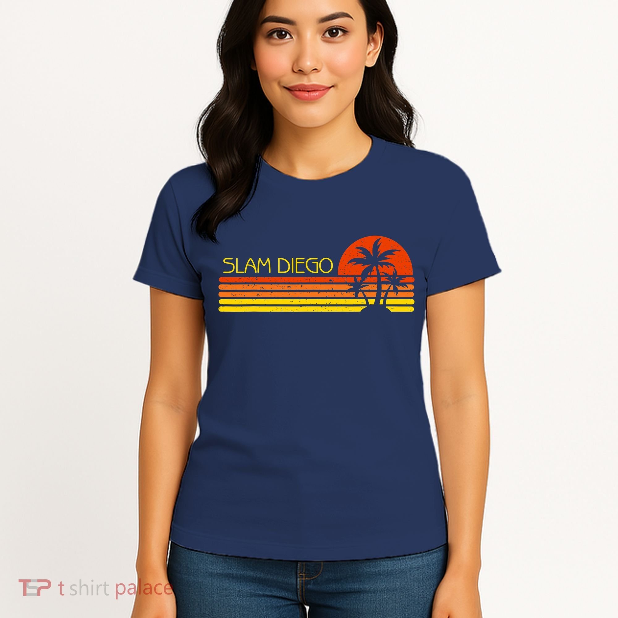 Sunset Palm Tree San Diego Baseball Grand Slam Women's T-Shirt
