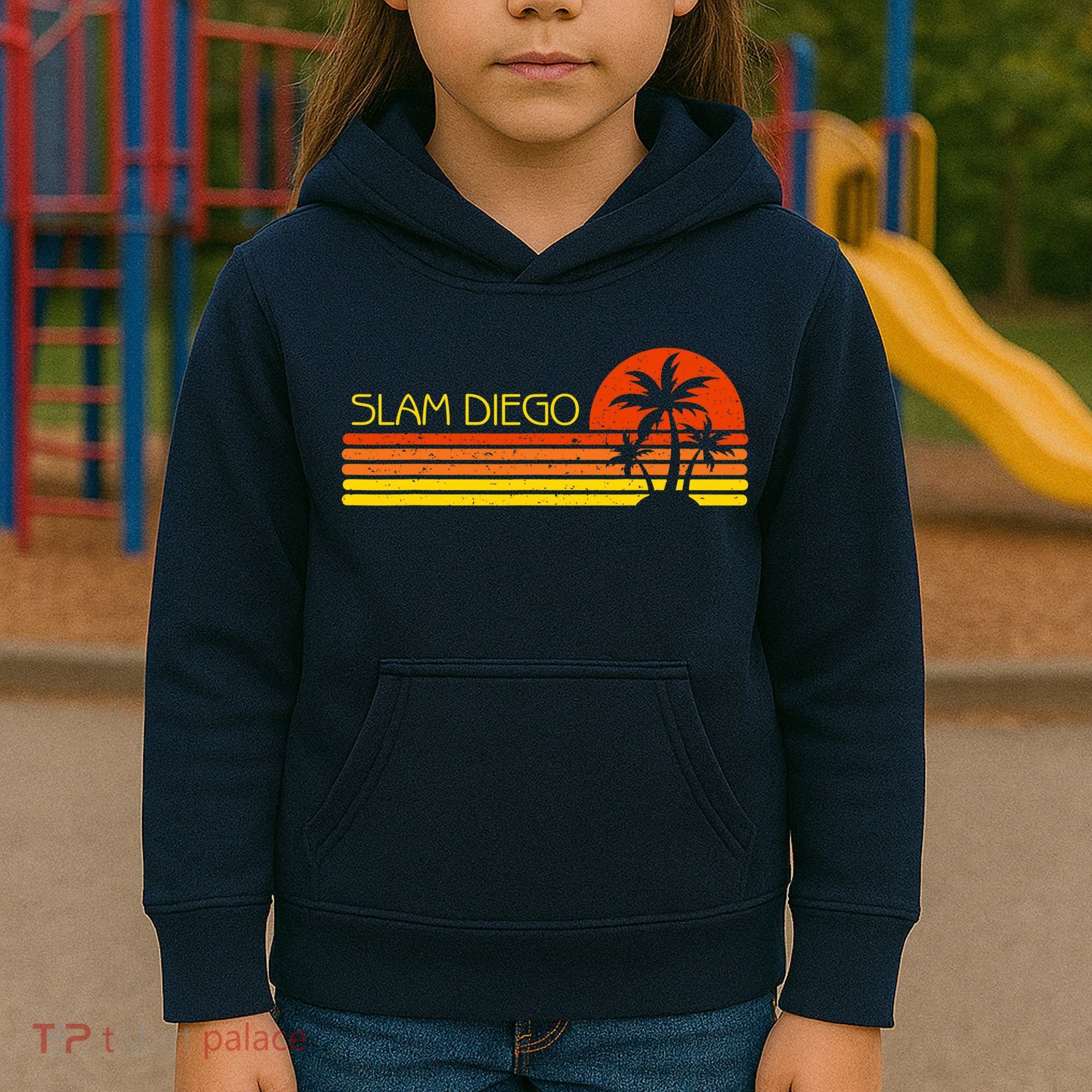 Sunset Palm Tree San Diego Baseball Grand Slam Kids Hoodie