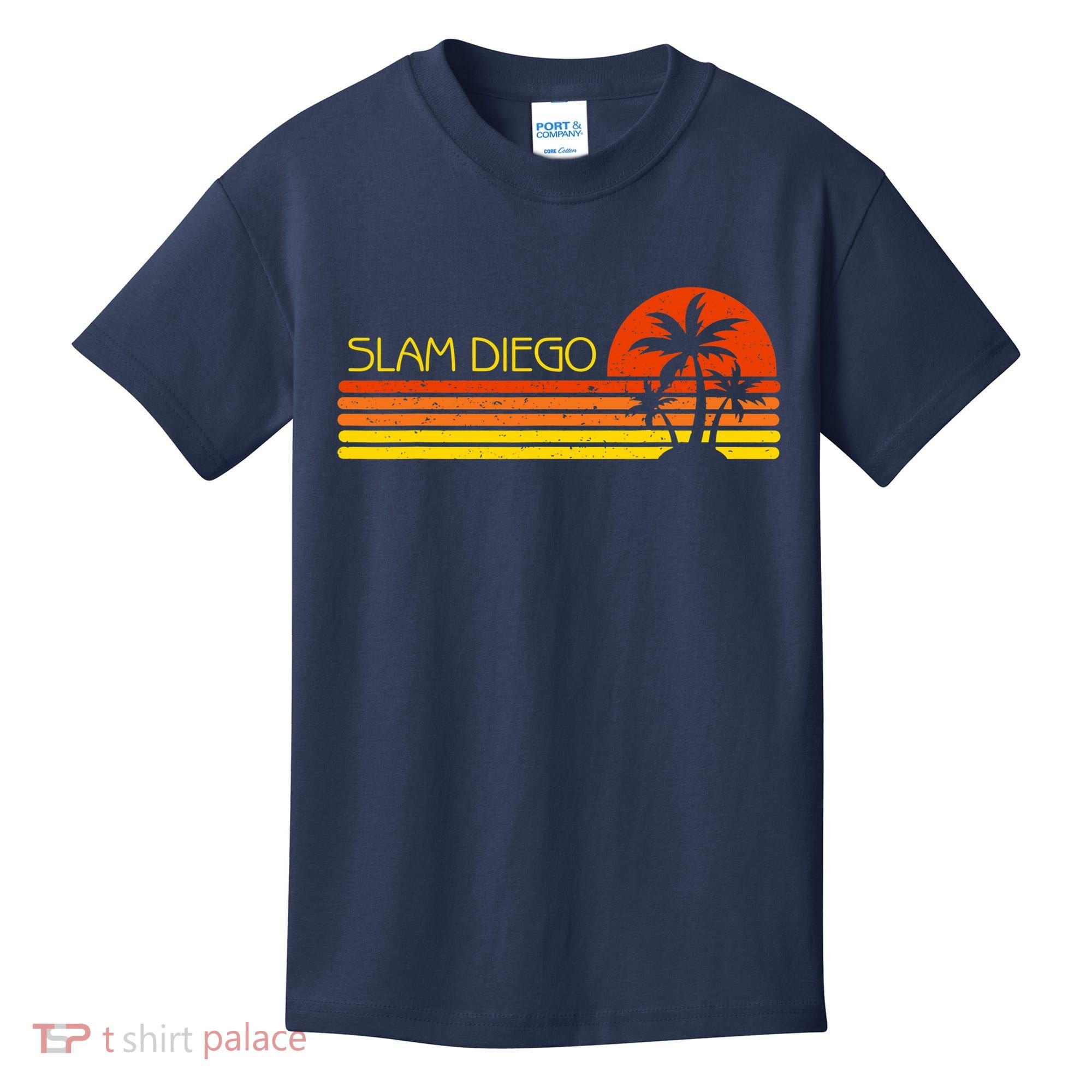 Sunset Palm Tree San Diego Baseball Grand Slam Kids T-Shirt