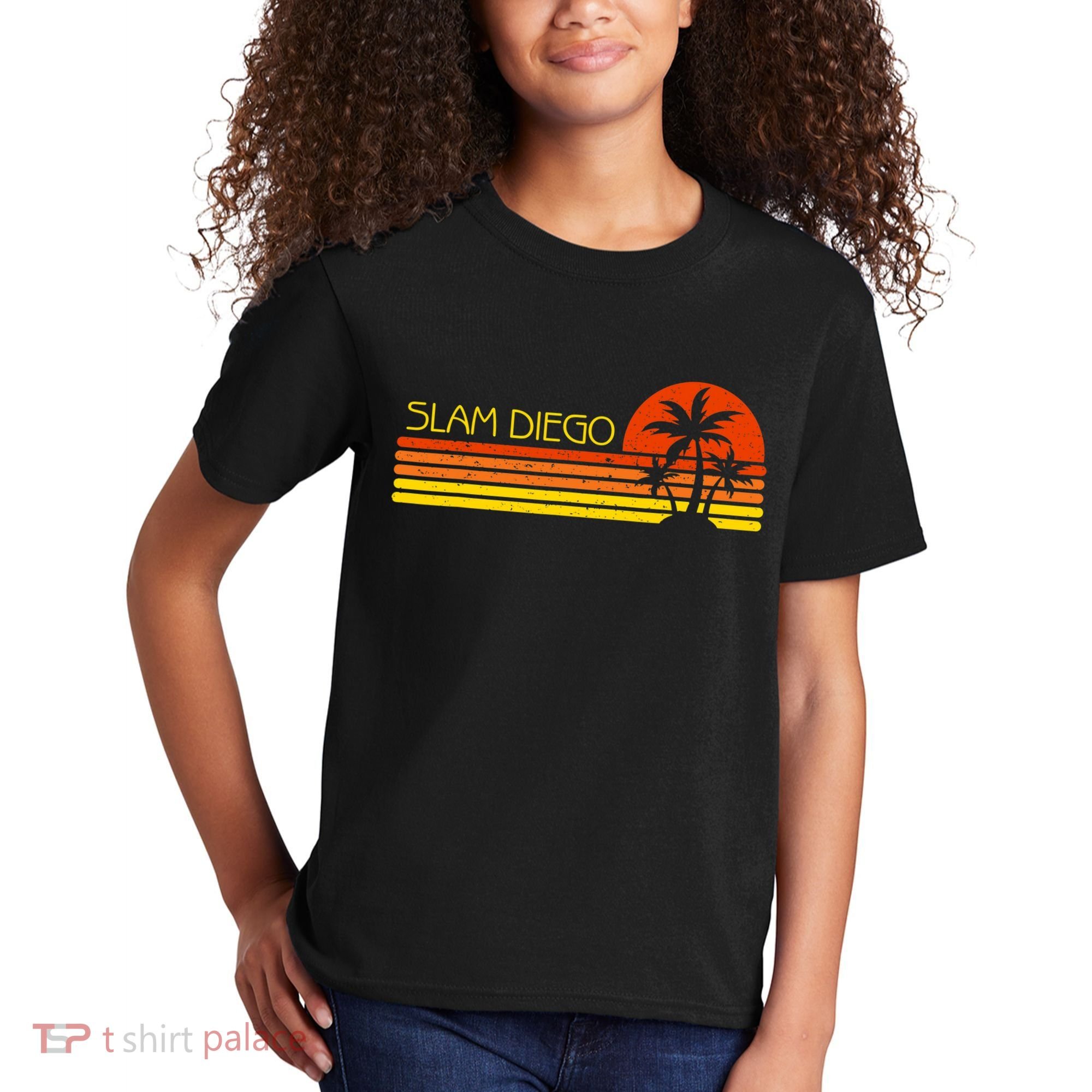 Sunset Palm Tree San Diego Baseball Grand Slam Kids T-Shirt