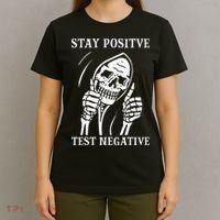Stay Positive Test Negative Lazy Halloween Costume Skeleton T-Shirt thumb 4