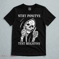 Stay Positive Test Negative Lazy Halloween Costume Skeleton T-Shirt thumb 5