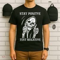 Stay Positive Test Negative Lazy Halloween Costume Skeleton T-Shirt thumb 6