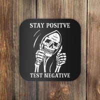 Stay Positive Test Negative Lazy Halloween Costume Skeleton Coaster thumb 0