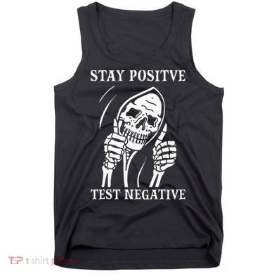 Stay Positive Test Negative Lazy Halloween Costume Skeleton Tank Top