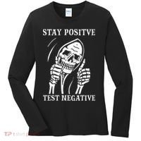 Stay Positive Test Negative Lazy Halloween Costume Skeleton Women's Long Sleeve Shirt thumb 0