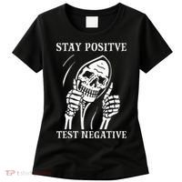 Stay Positive Test Negative Lazy Halloween Costume Skeleton Women's T-Shirt thumb 0