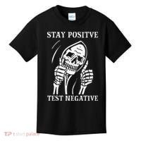 Stay Positive Test Negative Lazy Halloween Costume Skeleton Kids T-Shirt thumb 0