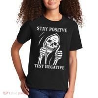 Stay Positive Test Negative Lazy Halloween Costume Skeleton Kids T-Shirt thumb 2