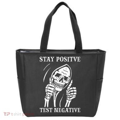 Stay Positive Test Negative Lazy Halloween Costume Skeleton Tote Bag