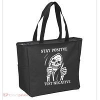 Stay Positive Test Negative Lazy Halloween Costume Skeleton Tote Bag thumb 2