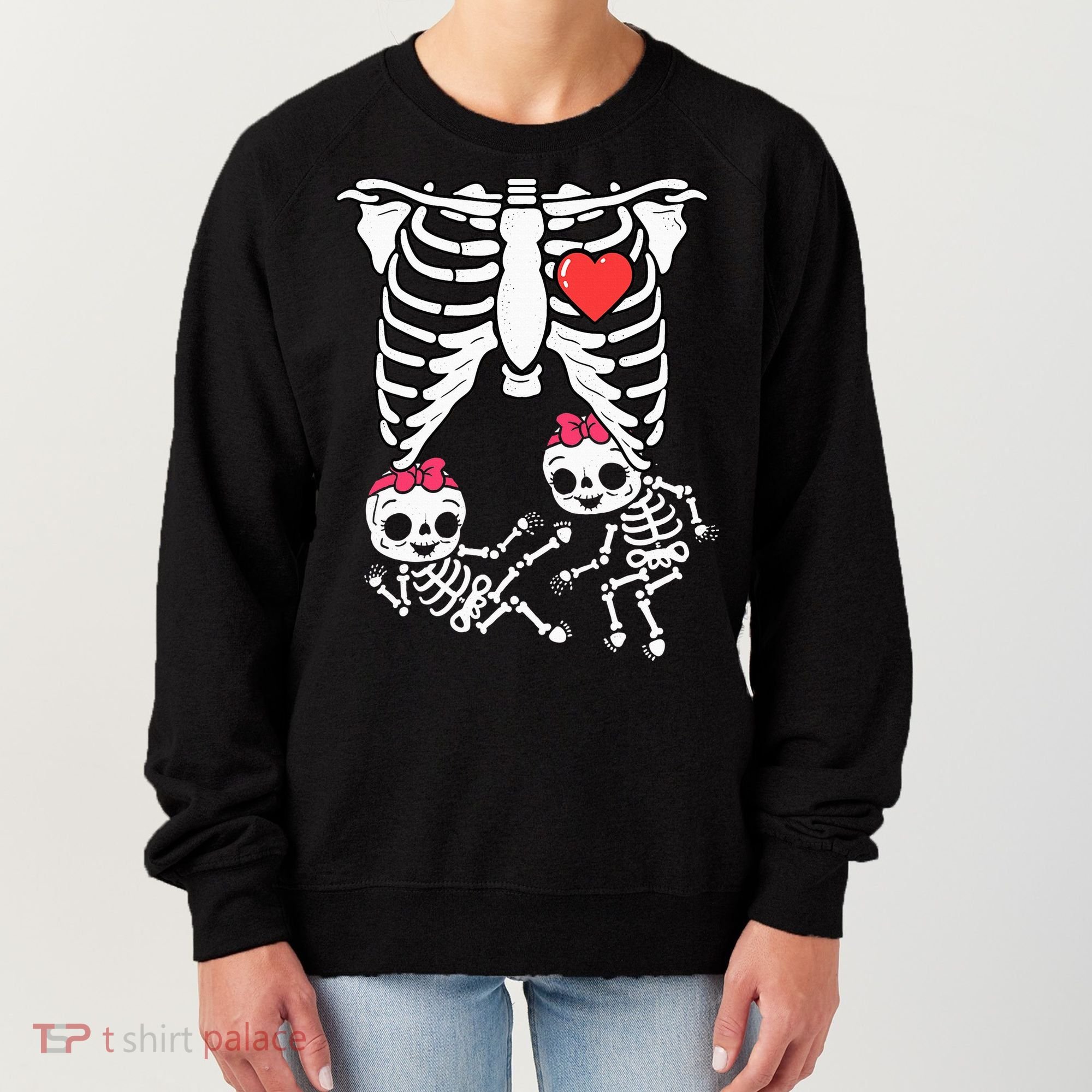 Skeleton Pregnancy Twins XRay Pregnant Halloween Women's Sweatshirt