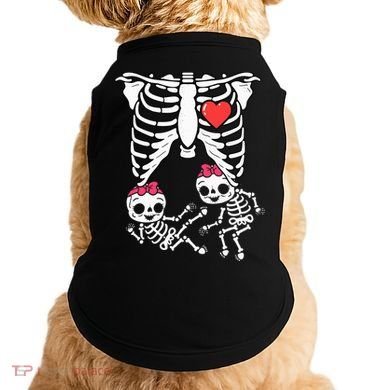 Skeleton Pregnancy Twins XRay Pregnant Halloween Doggie Tank