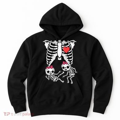 Skeleton Pregnancy Twins XRay Pregnant Halloween Hoodie