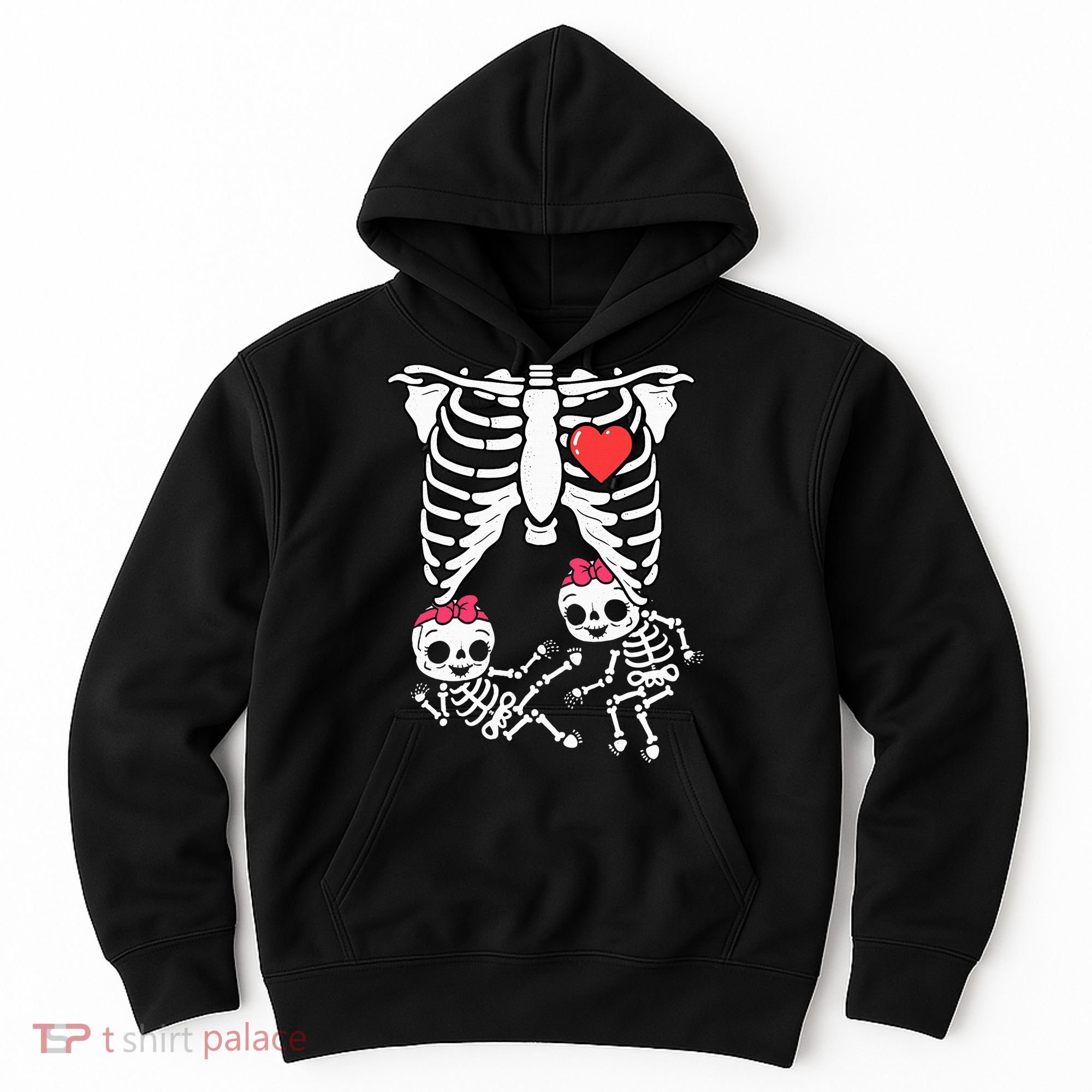 Skeleton Pregnancy Twins XRay Pregnant Halloween Hoodie