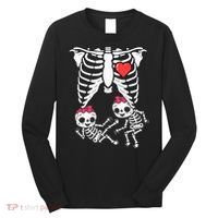Skeleton Pregnancy Twins XRay Pregnant Halloween Long Sleeve Shirt thumb 0