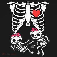 Skeleton Pregnancy Twins XRay Pregnant Halloween Long Sleeve Shirt thumb 2