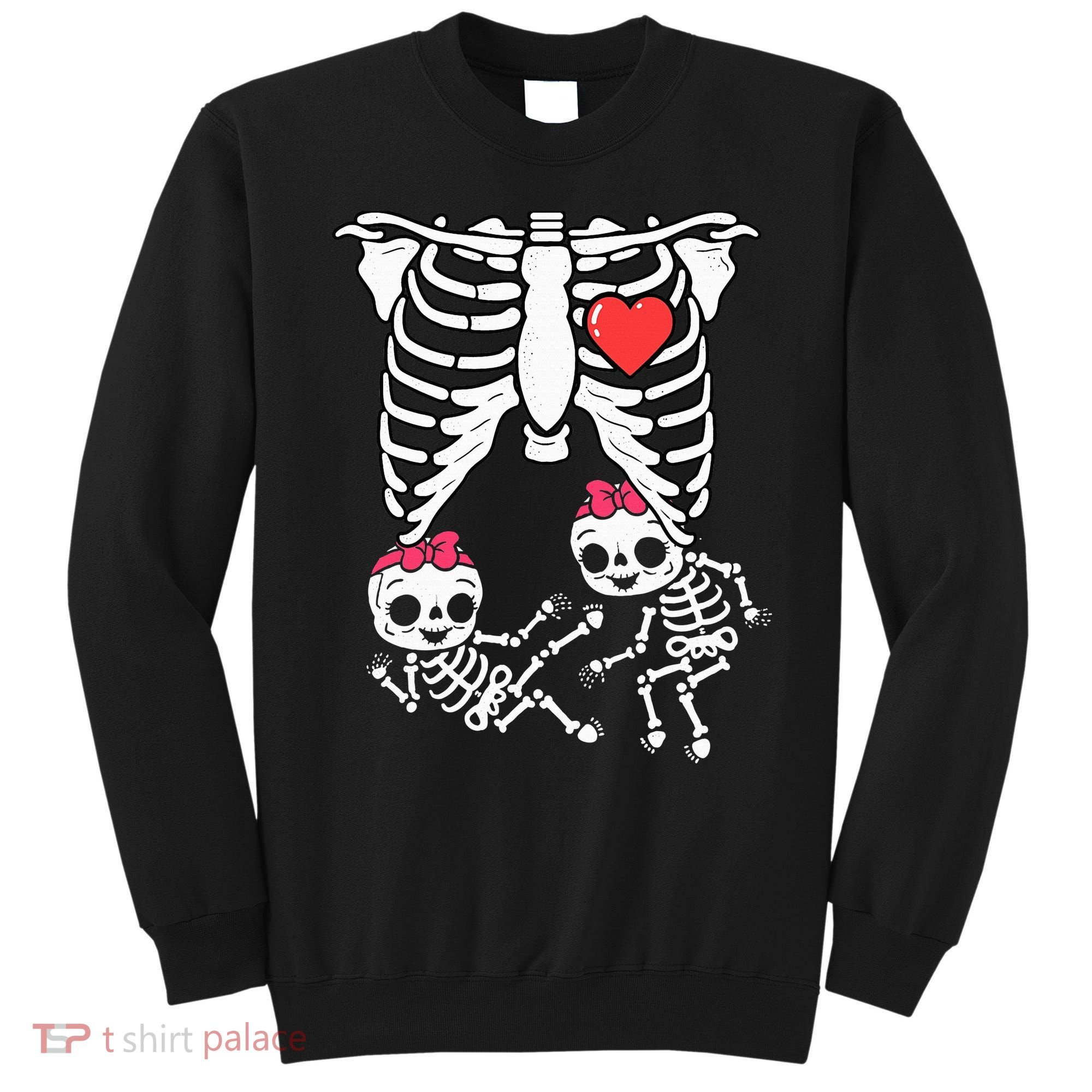 Skeleton Pregnancy Twins XRay Pregnant Halloween Sweatshirt