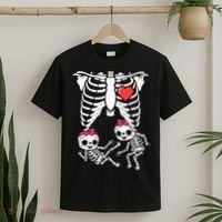 Skeleton Pregnancy Twins XRay Pregnant Halloween T-Shirt thumb 2