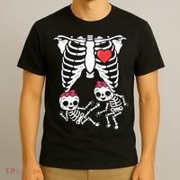 Skeleton Pregnancy Twins XRay Pregnant Halloween T-Shirt thumb 3