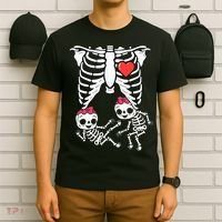 Skeleton Pregnancy Twins XRay Pregnant Halloween T-Shirt thumb 6