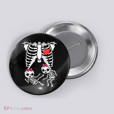 Skeleton Pregnancy Twins XRay Pregnant Halloween Button