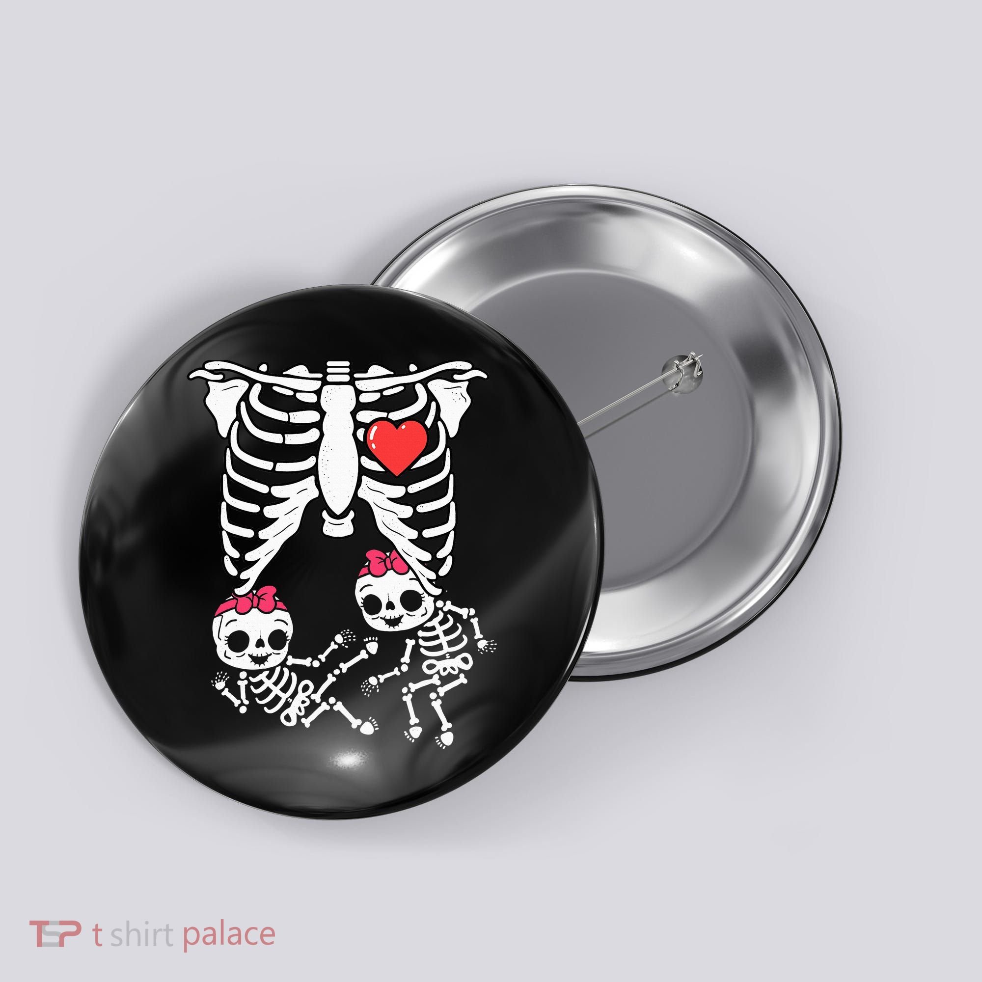 Skeleton Pregnancy Twins XRay Pregnant Halloween Button