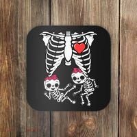 Skeleton Pregnancy Twins XRay Pregnant Halloween Coaster thumb 0