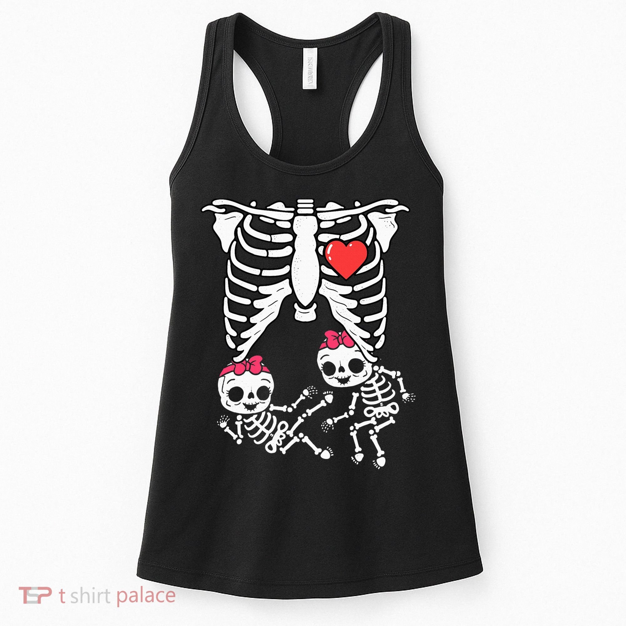 Skeleton Pregnancy Twins XRay Pregnant Halloween Women's Tank Top