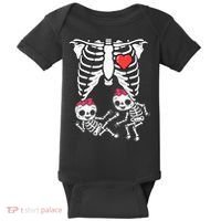 Skeleton Pregnancy Twins XRay Pregnant Halloween Baby Bodysuit thumb 0