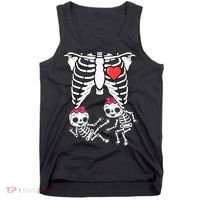 Skeleton Pregnancy Twins XRay Pregnant Halloween Tank Top thumb 0