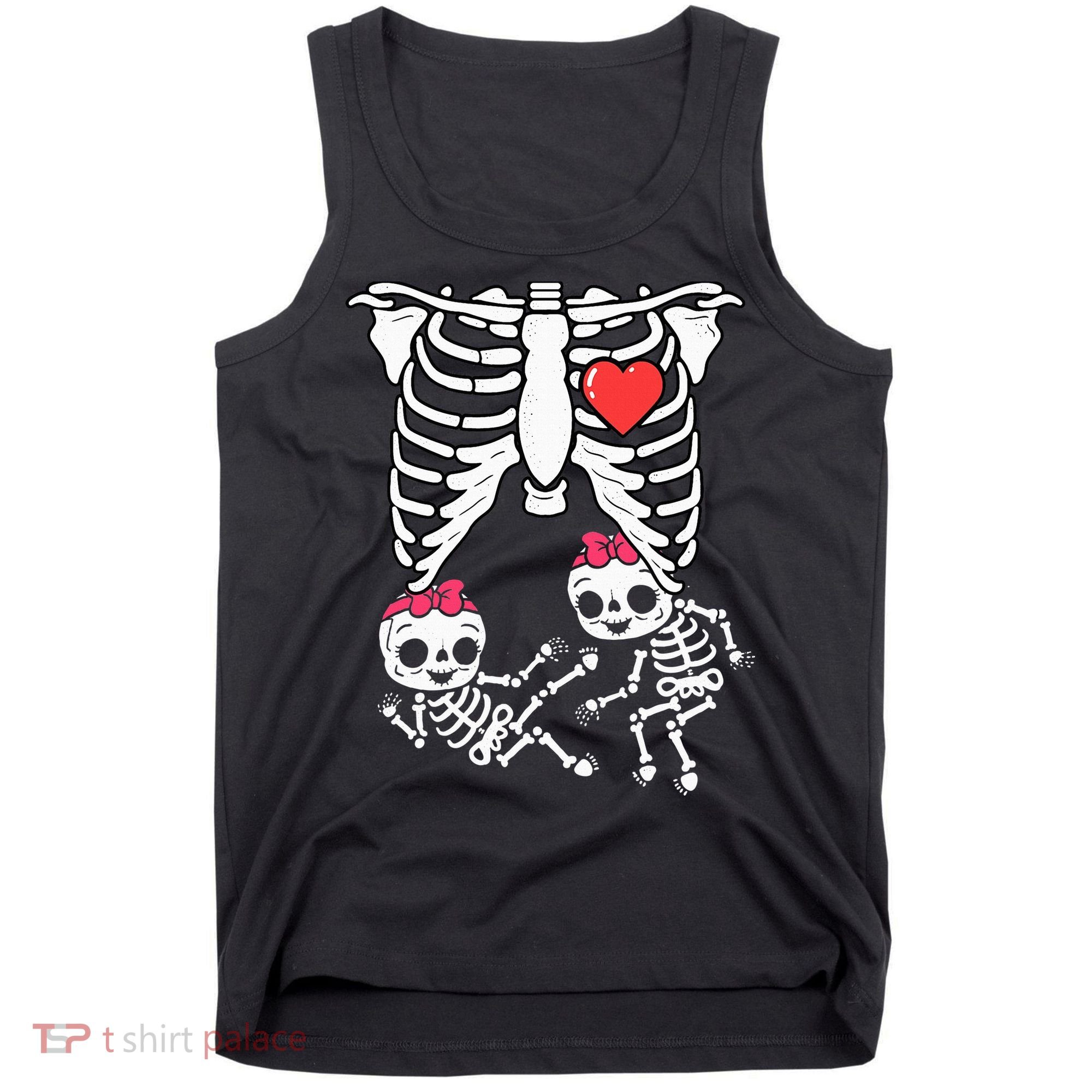 Skeleton Pregnancy Twins XRay Pregnant Halloween Tank Top