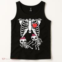 Skeleton Pregnancy Twins XRay Pregnant Halloween Tank Top thumb 2
