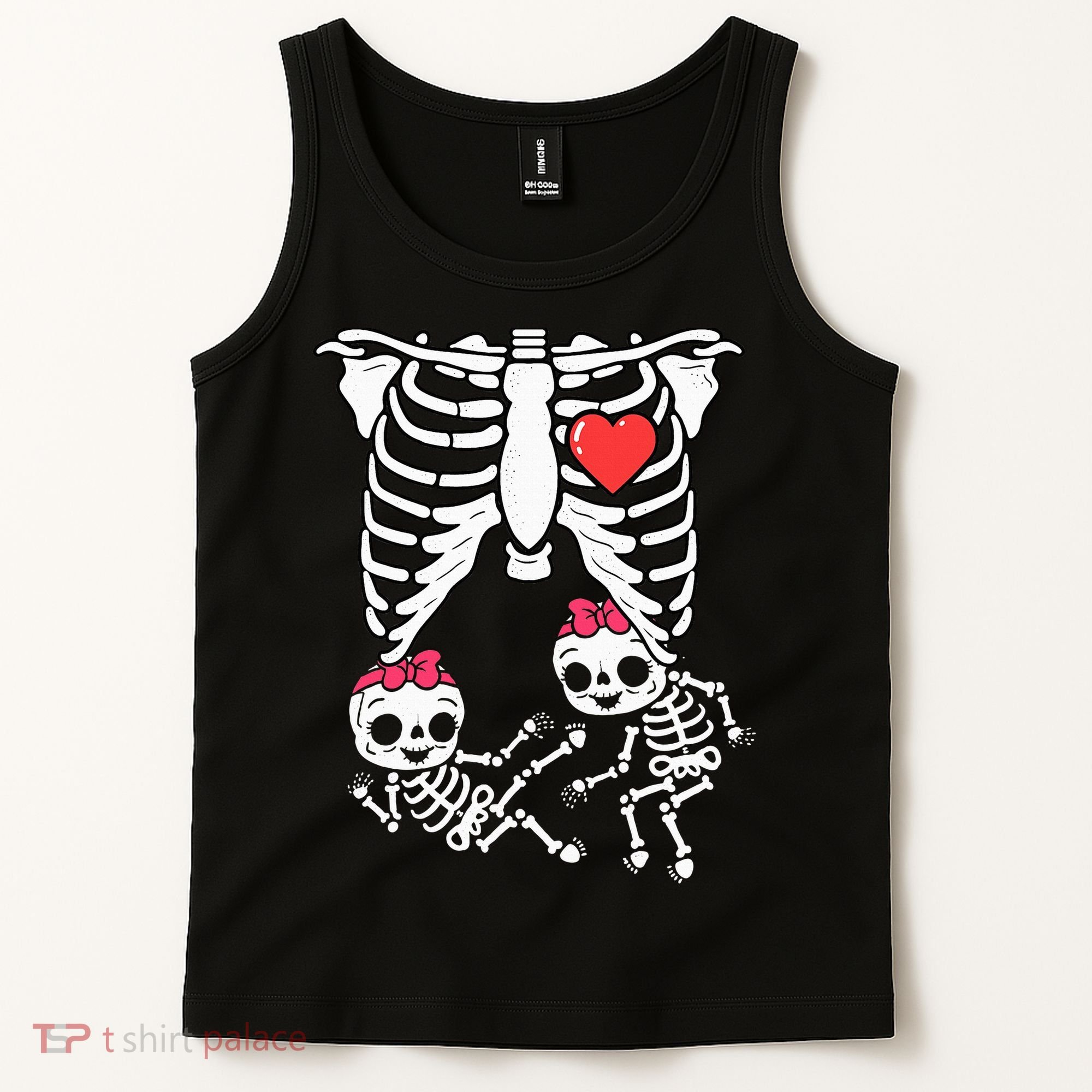 Skeleton Pregnancy Twins XRay Pregnant Halloween Tank Top