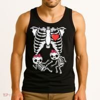 Skeleton Pregnancy Twins XRay Pregnant Halloween Tank Top thumb 3