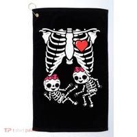 Skeleton Pregnancy Twins XRay Pregnant Halloween Golf Towel thumb 0