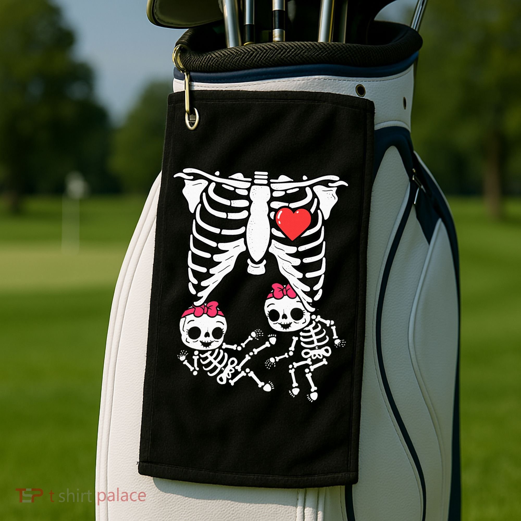 Skeleton Pregnancy Twins XRay Pregnant Halloween Golf Towel