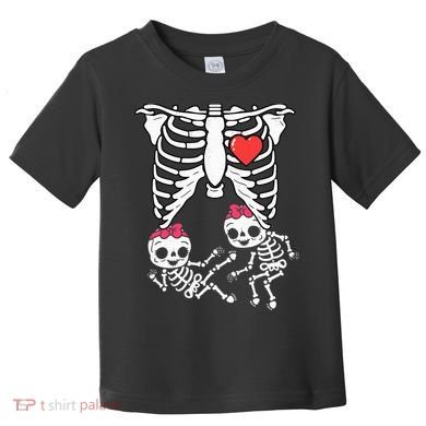 Skeleton Pregnancy Twins XRay Pregnant Halloween Toddler T-Shirt