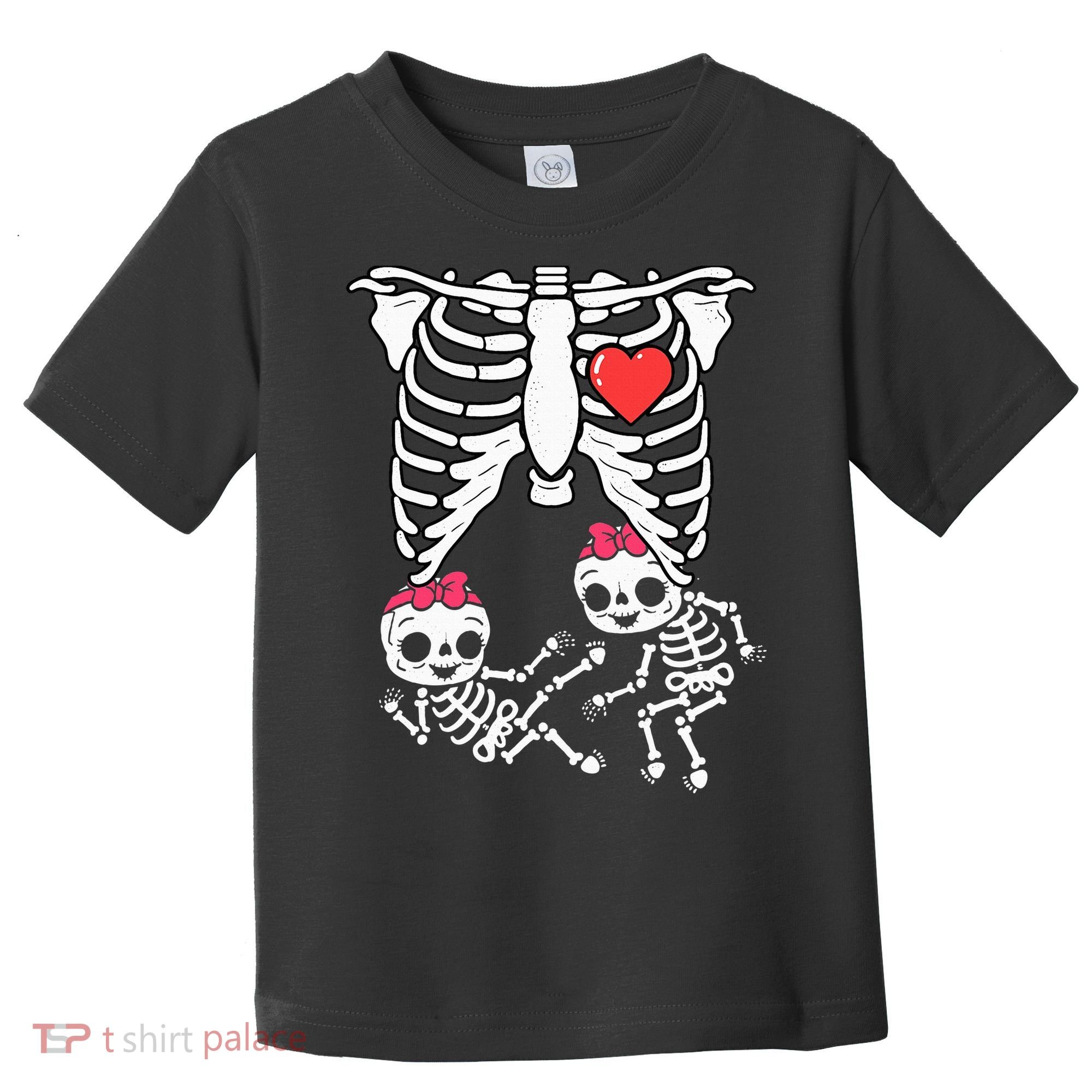 Skeleton Pregnancy Twins XRay Pregnant Halloween Toddler T-Shirt