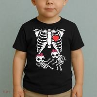 Skeleton Pregnancy Twins XRay Pregnant Halloween Toddler T-Shirt thumb 2