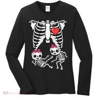 Skeleton Pregnancy Twins XRay Pregnant Halloween Women's Long Sleeve Shirt thumb 0