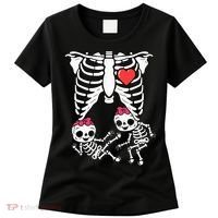 Skeleton Pregnancy Twins XRay Pregnant Halloween Women's T-Shirt thumb 0