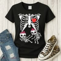 Skeleton Pregnancy Twins XRay Pregnant Halloween Women's T-Shirt thumb 3
