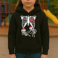 Skeleton Pregnancy Twins XRay Pregnant Halloween Kids Hoodie thumb 3