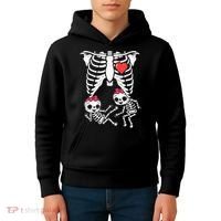 Skeleton Pregnancy Twins XRay Pregnant Halloween Kids Hoodie thumb 4