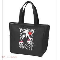 Skeleton Pregnancy Twins XRay Pregnant Halloween Tote Bag thumb 3