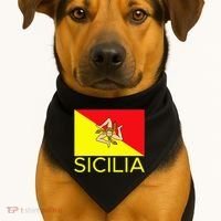 Sicilia Pallermo Triskelion Flag USA-Made Doggie Bandana thumb 1