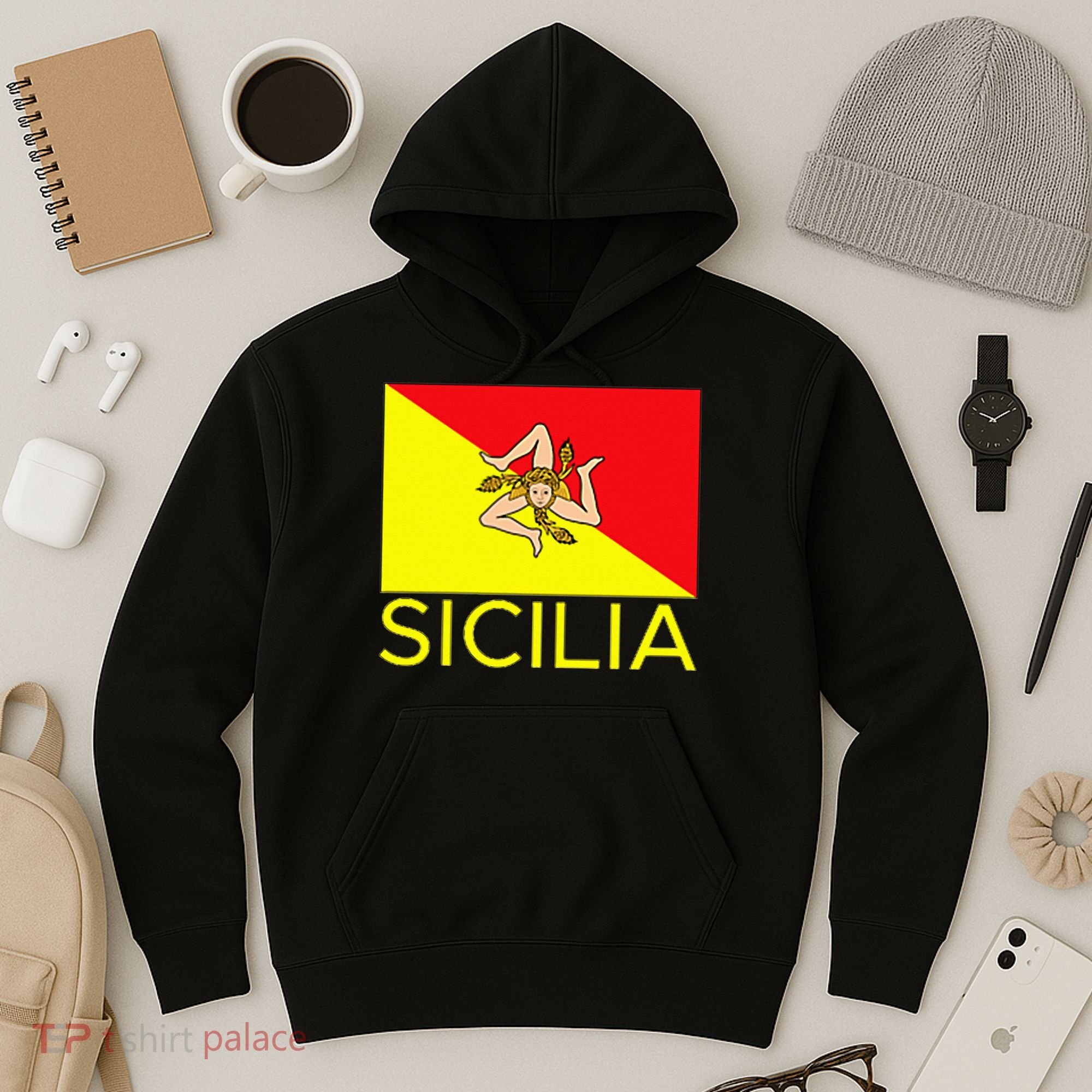 Sicilia Pallermo Triskelion Flag Hoodie
